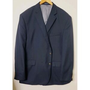 Saddlebred Blazer‎ Men's 54 Long Navy Blue Wool Suit Jacket Hopsack Gold Buttons
